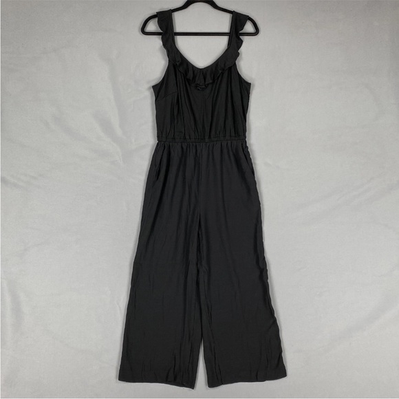 LOFT Pants - LOFT Jumpsuit Sleeveless Ruffle Neck Wide Leg Pockets Lightweight Women’s M